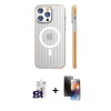 MARSİLYAN™- iPhone 16 Pro Max Kılıf Pusula Minimal Koleksiyonu - Siyah 3D Antistatik Mat Seramik Nano Ekran Koruyucu + Bilvis Titan Kamera Lens - TMGI