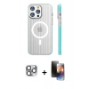 MARSİLYAN™- iPhone 16 Pro Max Kılıf Pusula Minimal Koleksiyonu - Siyah 3D Antistatik Mat Seramik Nano Ekran Koruyucu + Gri Pers Alüminyum Kamera Lens