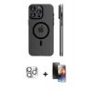 MARSİLYAN™- iPhone 16 Pro Max Kılıf Pusula Minimal Koleksiyonu - Siyah 3D Antistatik Mat Seramik Nano Ekran Koruyucu + Gümüş Pers Alüminyum Kamera Lens