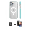 MARSİLYAN™- iPhone 16 Pro Max Kılıf Pusula Minimal Koleksiyonu - Siyah 3D Antistatik Mat Seramik Nano Ekran Koruyucu + Siyah PVD Metal Kamera Lens