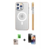MARSİLYAN™- iPhone 16 Pro Max Kılıf Pusula Minimal Koleksiyonu - Siyah 3D Antistatik Mat Seramik Nano Ekran Koruyucu + Raze Metal Kamera Lens - NLGY