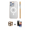 MARSİLYAN™- iPhone 16 Pro Max Kılıf Pusula Minimal Koleksiyonu - Siyah 3D Antistatik Mat Seramik Nano Ekran Koruyucu + Pers Alüminyum Kamera Lens - CLTM