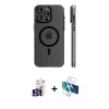 MARSİLYAN™- iPhone 16 Pro Max Kılıf Pusula Minimal Koleksiyonu - Siyah 3D Antistatik Seramik Nano Ekran Koruyucu + Bilvis Titan Kamera Lens - TMGI