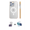 MARSİLYAN™- iPhone 16 Pro Max Kılıf Pusula Minimal Koleksiyonu - Siyah 3D Antistatik Seramik Nano Ekran Koruyucu + Bilvis Titan Kamera Lens - TMGI