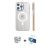 MARSİLYAN™- iPhone 16 Pro Max Kılıf Pusula Minimal Koleksiyonu - Siyah 3D Antistatik Seramik Nano Ekran Koruyucu + Pers Alüminyum Kamera Lens - GS