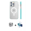 MARSİLYAN™- iPhone 16 Pro Max Kılıf Pusula Minimal Koleksiyonu - Siyah 3D Antistatik Seramik Nano Ekran Koruyucu + Pers Alüminyum Kamera Lens - GI