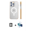 MARSİLYAN™- iPhone 16 Pro Max Kılıf Pusula Minimal Koleksiyonu - Siyah 3D Antistatik Seramik Nano Ekran Koruyucu + PVD Metal Kamera Lens - GS