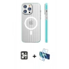 MARSİLYAN™- iPhone 16 Pro Max Kılıf Pusula Minimal Koleksiyonu - Siyah 3D Antistatik Seramik Nano Ekran Koruyucu + PVD Metal Kamera Lens - GS