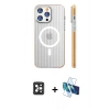 MARSİLYAN™- iPhone 16 Pro Max Kılıf Pusula Minimal Koleksiyonu - Siyah 3D Antistatik Seramik Nano Ekran Koruyucu + PVD Metal Kamera Lens - SH