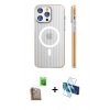 MARSİLYAN™- iPhone 16 Pro Max Kılıf Pusula Minimal Koleksiyonu - Siyah 3D Antistatik Seramik Nano Ekran Koruyucu + Raze Metal Kamera Lens - CLTM