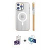 MARSİLYAN™- iPhone 16 Pro Max Kılıf Pusula Minimal Koleksiyonu - Siyah 3D Antistatik Seramik Nano Ekran Koruyucu + Siyah Bilvis Titan Kamera Lens