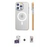 MARSİLYAN™- iPhone 16 Pro Max Kılıf Pusula Minimal Koleksiyonu - Siyah Bilvis 3D Cam Ekran Koruyucu + Bilvis Titan Kamera Lens - TMGI