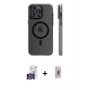 MARSİLYAN™- iPhone 16 Pro Max Kılıf Pusula Minimal Koleksiyonu - Siyah Bilvis 3D Cam Ekran Koruyucu + Bilvis Titan Kamera Lens - TMGI