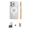 MARSİLYAN™- iPhone 16 Pro Max Kılıf Pusula Minimal Koleksiyonu - Siyah Bilvis 3D Cam Ekran Koruyucu + Bilvis Titan Kamera Lens - SH