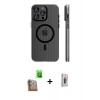 MARSİLYAN™- iPhone 16 Pro Max Kılıf Pusula Minimal Koleksiyonu - Siyah Bilvis 3D Cam Ekran Koruyucu + Raze Metal Kamera Lens - CLTM