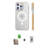MARSİLYAN™- iPhone 16 Pro Max Kılıf Pusula Minimal Koleksiyonu - Siyah Bilvis 3D Cam Ekran Koruyucu + Raze Metal Kamera Lens - CLTM