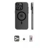 MARSİLYAN™- iPhone 16 Pro Max Kılıf Pusula Minimal Koleksiyonu - Siyah Bilvis 3D Cam Ekran Koruyucu + PVD Metal Kamera Lens - GD