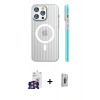 MARSİLYAN™- iPhone 16 Pro Max Kılıf Pusula Minimal Koleksiyonu - Siyah Bilvis 3D Cam Ekran Koruyucu + Gümüş Bilvis Titan Kamera Lens