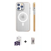 MARSİLYAN™- iPhone 16 Pro Max Kılıf Pusula Minimal Koleksiyonu - Siyah Bilvis 3D Cam Ekran Koruyucu + Gümüş Bilvis Titan Kamera Lens