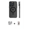 MARSİLYAN™- iPhone 16 Pro Max Kılıf Pusula Minimal Koleksiyonu - Siyah Bilvis 3D Cam Ekran Koruyucu + Pers Alüminyum Kamera Lens - GS