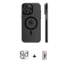 MARSİLYAN™- iPhone 16 Pro Max Kılıf Pusula Minimal Koleksiyonu - Siyah Bilvis 3D Cam Ekran Koruyucu + Pers Alüminyum Kamera Lens - GS