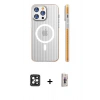 MARSİLYAN™- iPhone 16 Pro Max Kılıf Pusula Minimal Koleksiyonu - Siyah Bilvis 3D Cam Ekran Koruyucu + PVD Metal Kamera Lens - SH