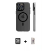 MARSİLYAN™- iPhone 16 Pro Max Kılıf Pusula Minimal Koleksiyonu - Siyah Bilvis 3D Cam Ekran Koruyucu + PVD Metal Kamera Lens - SH