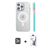 MARSİLYAN™- iPhone 16 Pro Max Kılıf Pusula Minimal Koleksiyonu - Siyah Bilvis 3X AR Hayalet Cam Ekran Koruyucu + PVD Metal Kamera Lens - SH