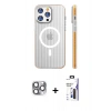 MARSİLYAN™- iPhone 16 Pro Max Kılıf Pusula Minimal Koleksiyonu - Siyah Bilvis 3X AR Hayalet Cam Ekran Koruyucu + Pers Alüminyum Kamera Lens - GI