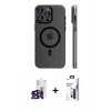 MARSİLYAN™- iPhone 16 Pro Max Kılıf Pusula Minimal Koleksiyonu - Siyah Bilvis 3X AR Hayalet Cam Ekran Koruyucu + Bilvis Titan Kamera Lens - SH