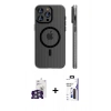 MARSİLYAN™- iPhone 16 Pro Max Kılıf Pusula Minimal Koleksiyonu - Siyah Bilvis 3X AR Hayalet Cam Ekran Koruyucu + Bilvis Titan Kamera Lens - GS