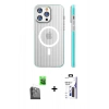 MARSİLYAN™- iPhone 16 Pro Max Kılıf Pusula Minimal Koleksiyonu - Siyah Bilvis 3X AR Hayalet Cam Ekran Koruyucu + Raze Metal Kamera Lens - SH
