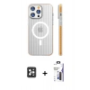 MARSİLYAN™- iPhone 16 Pro Max Kılıf Pusula Minimal Koleksiyonu - Siyah Bilvis 3X AR Hayalet Cam Ekran Koruyucu + PVD Metal Kamera Lens - SH