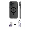 MARSİLYAN™- iPhone 16 Pro Max Kılıf Pusula Minimal Koleksiyonu - Siyah Bilvis 3X AR Hayalet Cam Ekran Koruyucu + Bilvis Titan Kamera Lens - TMGI