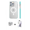 MARSİLYAN™- iPhone 16 Pro Max Kılıf Pusula Minimal Koleksiyonu - Siyah Bilvis 3X AR Hayalet Cam Ekran Koruyucu + Pers Alüminyum Kamera Lens - GS