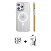 MARSİLYAN™- iPhone 16 Pro Max Kılıf Pusula Minimal Koleksiyonu - Siyah Bilvis 3X AR Hayalet Cam Ekran Koruyucu + Pers Alüminyum Kamera Lens - GS