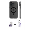 MARSİLYAN™- iPhone 16 Pro Max Kılıf Pusula Minimal Koleksiyonu - Siyah Bilvis 3X AR HD Cam Ekran Koruyucu + Bilvis Titan Kamera Lens - TMGI