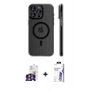 MARSİLYAN™- iPhone 16 Pro Max Kılıf Pusula Minimal Koleksiyonu - Siyah Bilvis 3X AR HD Cam Ekran Koruyucu + Bilvis Titan Kamera Lens - GS