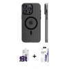 MARSİLYAN™- iPhone 16 Pro Max Kılıf Pusula Minimal Koleksiyonu - Siyah Bilvis 3X AR HD Cam Ekran Koruyucu + Bilvis Titan Kamera Lens - SH