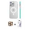 MARSİLYAN™- iPhone 16 Pro Max Kılıf Pusula Minimal Koleksiyonu - Siyah Bilvis 3X AR HD Cam Ekran Koruyucu + Pers Alüminyum Kamera Lens - CLTM