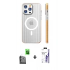 MARSİLYAN™- iPhone 16 Pro Max Kılıf Pusula Minimal Koleksiyonu - Siyah Bilvis 3X AR HD Cam Ekran Koruyucu + Raze Metal Kamera Lens - SH
