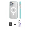 MARSİLYAN™- iPhone 16 Pro Max Kılıf Pusula Minimal Koleksiyonu - Siyah Bilvis 3X AR HD Cam Ekran Koruyucu + PVD Metal Kamera Lens - SH