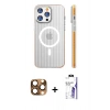 MARSİLYAN™- iPhone 16 Pro Max Kılıf Pusula Minimal Koleksiyonu - Siyah Bilvis 3X AR HD Cam Ekran Koruyucu + Pers Alüminyum Kamera Lens - CLTM