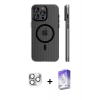 MARSİLYAN™- iPhone 16 Pro Max Kılıf Pusula Minimal Koleksiyonu - Siyah Bilvis 5in1 3D Magic Cam Ekran Koruyucu + Pers Alüminyum Kamera Lens - GS