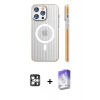 MARSİLYAN™- iPhone 16 Pro Max Kılıf Pusula Minimal Koleksiyonu - Siyah Bilvis 5in1 3D Magic Cam Ekran Koruyucu + Gümüş PVD Metal Kamera Lens