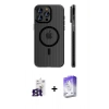 MARSİLYAN™- iPhone 16 Pro Max Kılıf Pusula Minimal Koleksiyonu - Siyah Bilvis 5in1 3D Magic Cam Ekran Koruyucu + Bilvis Titan Kamera Lens - TMGI