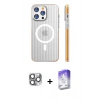 MARSİLYAN™- iPhone 16 Pro Max Kılıf Pusula Minimal Koleksiyonu - Siyah Bilvis 5in1 3D Magic Cam Ekran Koruyucu + Pers Alüminyum Kamera Lens - GI