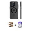 MARSİLYAN™- iPhone 16 Pro Max Kılıf Pusula Minimal Koleksiyonu - Siyah Bilvis 5in1 3D Magic Cam Ekran Koruyucu + Pers Alüminyum Kamera Lens - CLTM