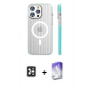MARSİLYAN™- iPhone 16 Pro Max Kılıf Pusula Minimal Koleksiyonu - Siyah Bilvis 5in1 3D Magic Cam Ekran Koruyucu + Siyah PVD Metal Kamera Lens