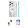 MARSİLYAN™- iPhone 16 Pro Max Kılıf Pusula Minimal Koleksiyonu - Siyah Bilvis 5in1 3D Magic Cam Ekran Koruyucu + Raze Metal Kamera Lens - NLGY